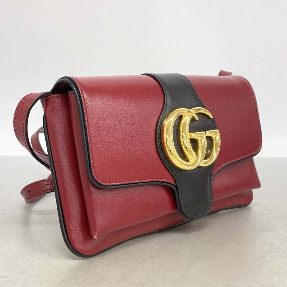 GUCCI Red Leather GG Marmont Shoulder Bag - Picture 2 of 12